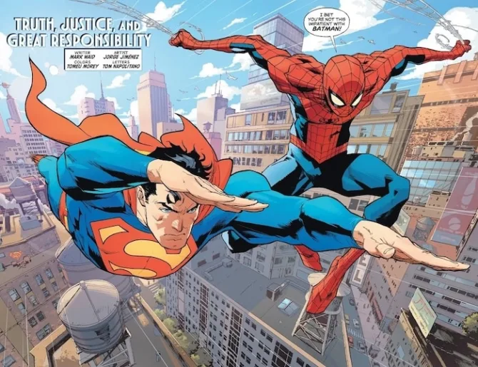 Superman Spider-Man panel crossover